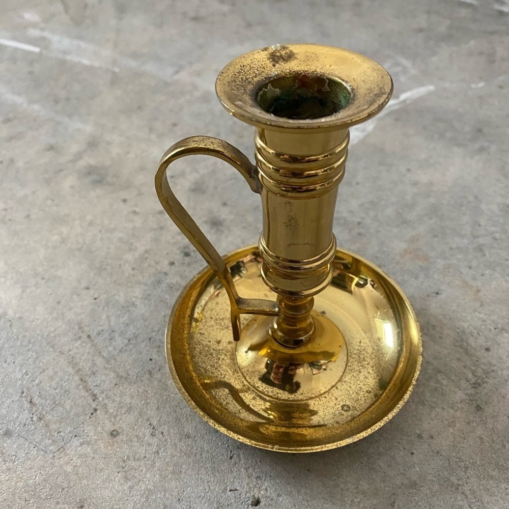 Solid brass chamber candlestick holder